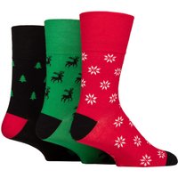 3 Pair SOCKSHOP Cotton Christmas Socks Green 6 11