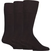 Men's 3 Pair SOCKSHOP Gentle Grip Plain and Patterned Cotton Knee High Socks Black 6-11