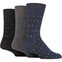 3 Pair Cotton Argyle Patterned Striped Socks Micro Rectangle Navy Charcoal 6 11