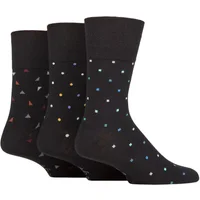 Mens 3 Pair Gentle Grip Cotton Argyle Patterned and Striped Socks Equilibrium Black 6-11