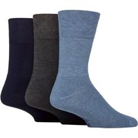 Sock Shop Mens 3 Pair SOCKSHOP Gentle Grip Bamboo Cushioned Foot Leisure Socks Navy Charcoal Denim 611