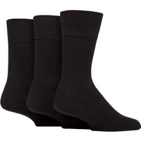 Mens 3 Pair SOCKSHOP Gentle Grip Cotton Cushioned Foot Sports Socks Black 6-11