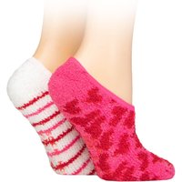 2 Pair SOCKSHOP Animal Patterned Cosy Slipper Socks Grip Hearts Stripes 4 8 UK