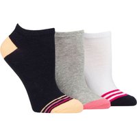 3 Pair SOCKSHOP Cotton Patterned Trainer Socks Toe Stripes Navy Grey 4 8