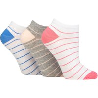 3 Pair SOCKSHOP Cotton Patterned Trainer Socks Stripes Grey 4 8