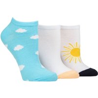 3 Pair SOCKSHOP Novelty Cotton Trainer Socks Clouds Sun 4 8