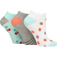 3 Pair SOCKSHOP Novelty Cotton Trainer Socks Strawberries Cherries 4 8