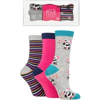 SOCKSHOP Wild Feet Women's 3 Pair Christmas Flat Gift Boxed Socks in Black | Size: 4-8