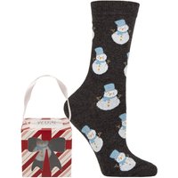 1 Pair SOCKSHOP Christmas Gift Box Socks Snowman 4 8