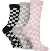 3 Pair SOCKSHOP Cotton Novelty Patterned Socks Checker Print 4 8