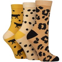 3 Pair SOCKSHOP Cotton Novelty Patterned Socks Animal Print 4 8