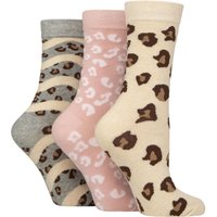 3 Pair SOCKSHOP Cotton Novelty Patterned Socks Leopard Prints 4 8