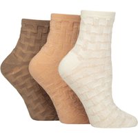 3 Pair SOCKSHOP Anklet Cotton Socks Textured Checkered 4 8