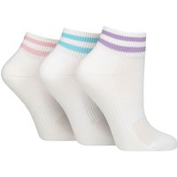 3 Pair SOCKSHOP Half Cushioned Sports Socks Stripe Lilac Pink 4 8