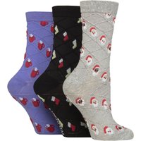3 Pair SOCKSHOP Textured Knit Cotton Christmas Patterned Socks Santa Stocking Hot Drink 4 8