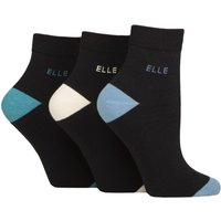 3 Pair Plain Striped Patterned Cotton Anklets Smooth Toes Blue Contrast 4 8