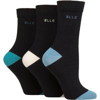 3 Pair Plain Striped Patterned Cotton Socks Smooth Toes Blues Contrast 4 8