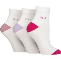 3 Pair Plain Striped Patterned Cotton Anklets Smooth Toes Pink Contrast 4 8
