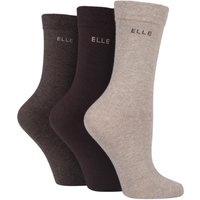 3 Pair Cocoa Plain Comfort Cuff Cotton Socks Hand Linked Toes 4 8