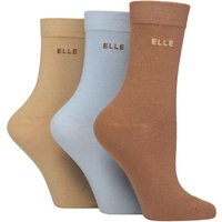 3 Pair Elle Plain Striped Patterned Cotton Socks Smooth Toes Classic Plain 4 8