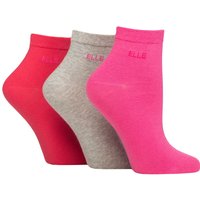 3 Pair Plain Striped Patterned Cotton Anklets Smooth Toes Cherry Fizz Plain 4 8