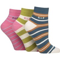 3 Pair Plain Striped Patterned Cotton Anklets Smooth Toes Coastal Joy Striped 4 8