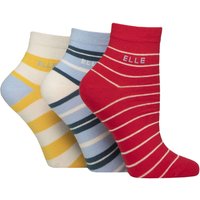 3 Pair Plain Striped Patterned Cotton Anklets Smooth Toes Seafarer Striped 4 8