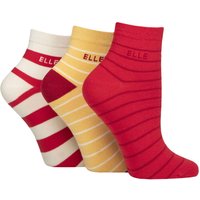 3 Pair Plain Striped Patterned Cotton Anklets Smooth Toes Parisian Striped 4 8