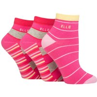 3 Pair Plain Striped Patterned Cotton Anklets Smooth Toes Cherry Fizz Striped 4 8