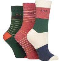 3 Pair Plain Striped Patterned Cotton Socks Smooth Toes Cinnamon Stripe 4 8