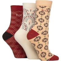 3 Pair Plain Striped Patterned Cotton Socks Smooth Toes Patterned Wild Poppy 4 8