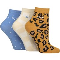 3 Pair Plain Striped Patterned Cotton Anklets Smooth Toes Leopard Noir Patterned 4 8
