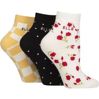 3 Pair Plain Striped Patterned Cotton Anklets Smooth Toes Parisian Patterned 4 8