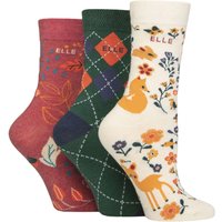 3 Pair Plain Striped Patterned Cotton Socks Smooth Toes Cinnamon Patterned 4 8