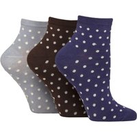 3 Pair Elle Patterned Bamboo Anklet Socks Dots 4 8