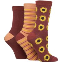 3 Pair Spotty Stripe Feather Bamboo Socks Sunflower 4 8