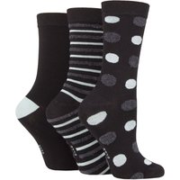 3 Pair Spotty Stripe Feather Bamboo Socks Charcoal 4 8