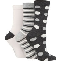 3 Pair Spotty Stripe Feather Bamboo Socks Grey 4 8