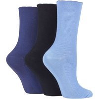 3 Pair Ribbed Bamboo Socks Scallop Top Denim 4 8