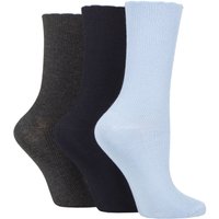 3 Pair Ribbed Bamboo Socks Scallop Top Charc Kentucky Blue 4 8