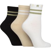 3 Pair Half Cushion Bamboo Sport Anklet Socks Beige White 4 8