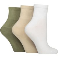3 Pair Half Cushion Bamboo Sport Anklet Socks Beige Khaki 4 8