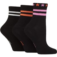 3 Pair Half Cushion Bamboo Sport Anklet Socks Stripe 4 8