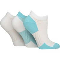 3 Pair Sheer Stripe Cushioned Heel Toe Sports Bamboo Trainer Socks Aqua 4 8