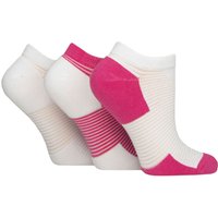 3 Pair Sheer Stripe Cushioned Heel Toe Sports Bamboo Trainer Socks White Hot Pink 4 8