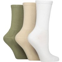 3 Pair Half Cushion Bamboo Sports Socks Beige Khaki 4 8