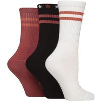 3 Pair Half Cushion Bamboo Sports Socks Wild Poppy Stripe 4 8