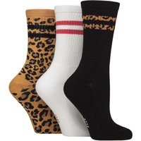 3 Pair Half Cushion Bamboo Sports Socks Leopard Noir 4 8