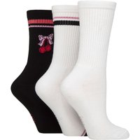 3 Pair Elle Half Cushion Bamboo Sports Socks Cherry 4 8