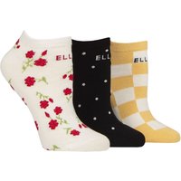 3 Pair Plain Stripe Patterned Cotton No Show Socks Parisian Patterned 4 8